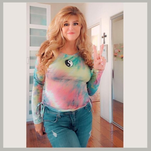 Stella Tweed Tie Dye Peace Long Sleeve Shirt - Picture 2 of 8